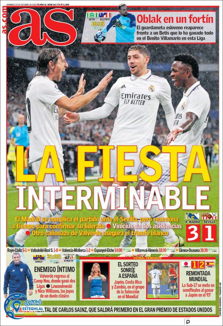 روزنامه ورزشی آ اس یکشنبه 1 آبان 1401 