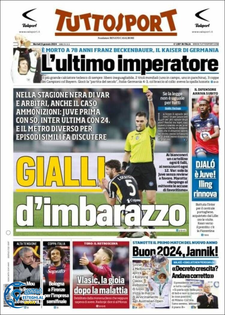 روزنامه  ورزشی توتو اسپورت سه شنبه 19 دی 1402 