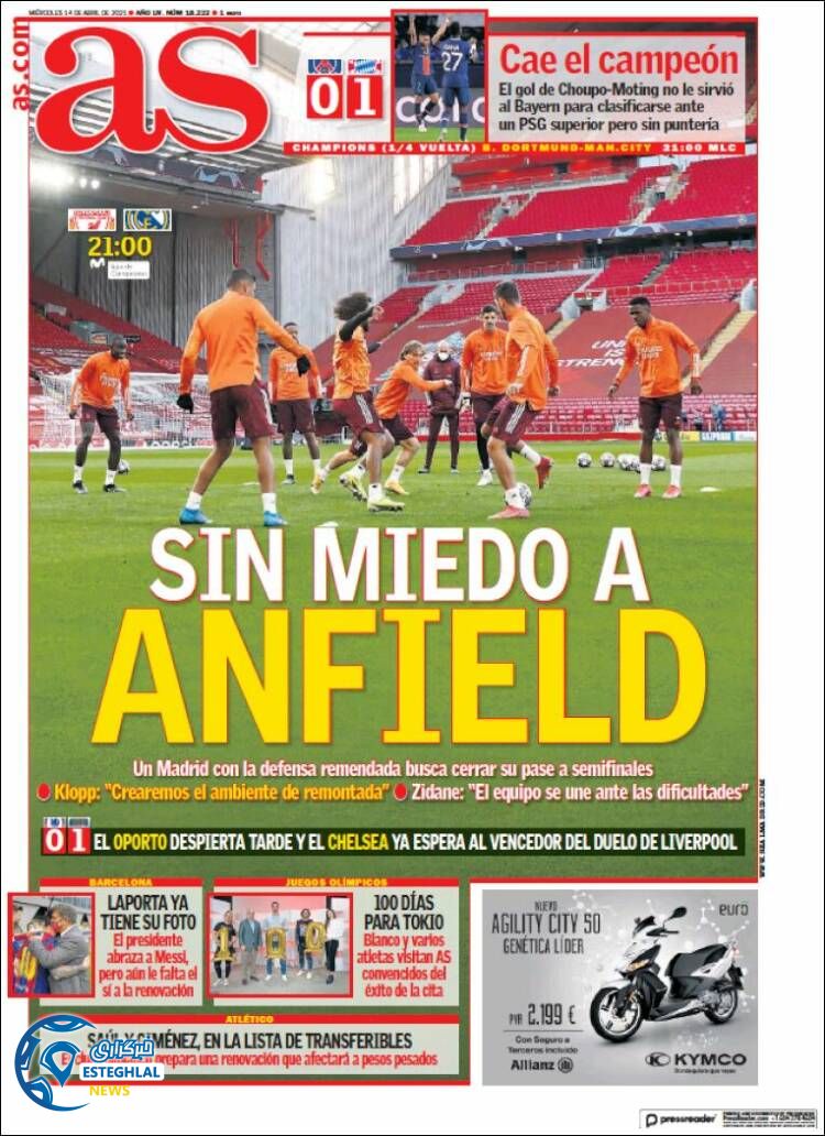 روزنامه ورزشی آ اس چهارشنبه 25 فروردین 1400