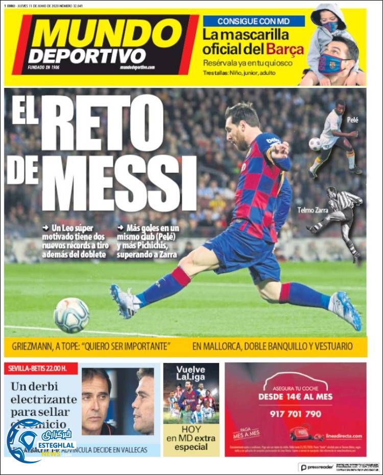 روزنامه ورزشی موندو دپورتیوو پنجشنبه 22 خرداد 1399