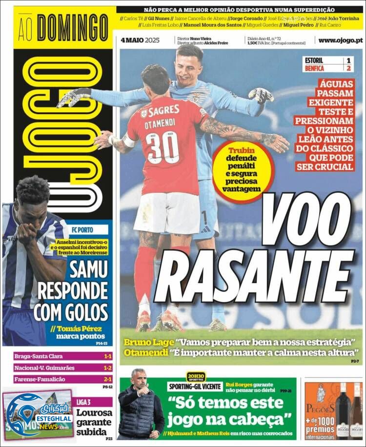 روزنامه ورزشی اوجوگو یکشنبه 14 اردیبهشت 1404 