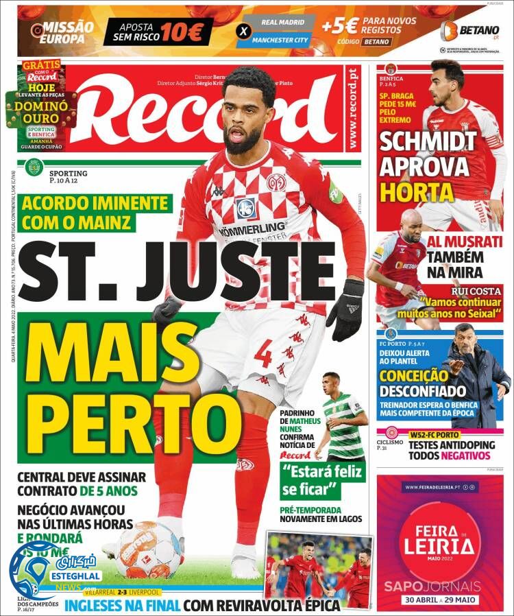 روزنامه ورزشی رکورد چهارشنبه 14 اردیبهشت 1401