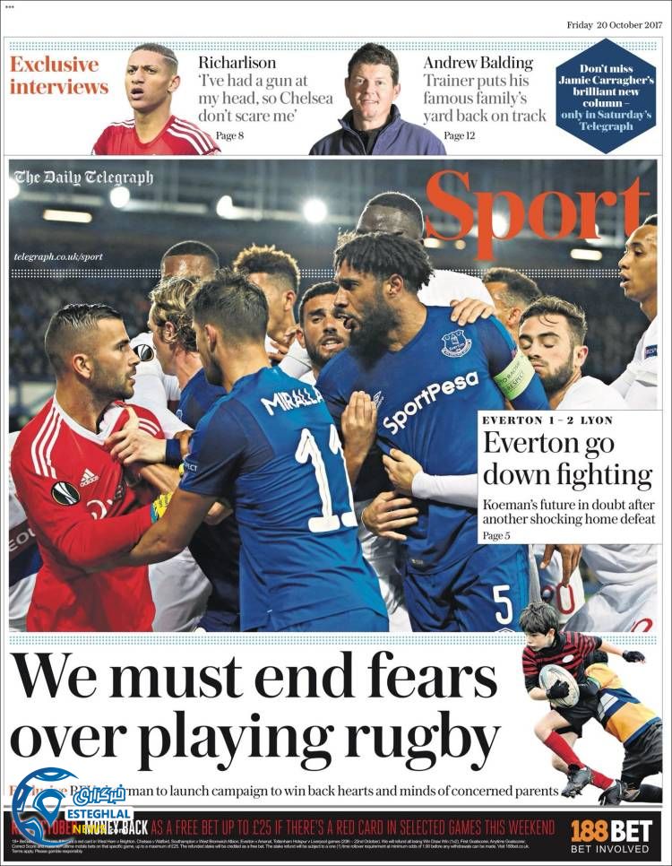 روزنامه تلگراف اسپورت جمعه 28 مهر 1396   