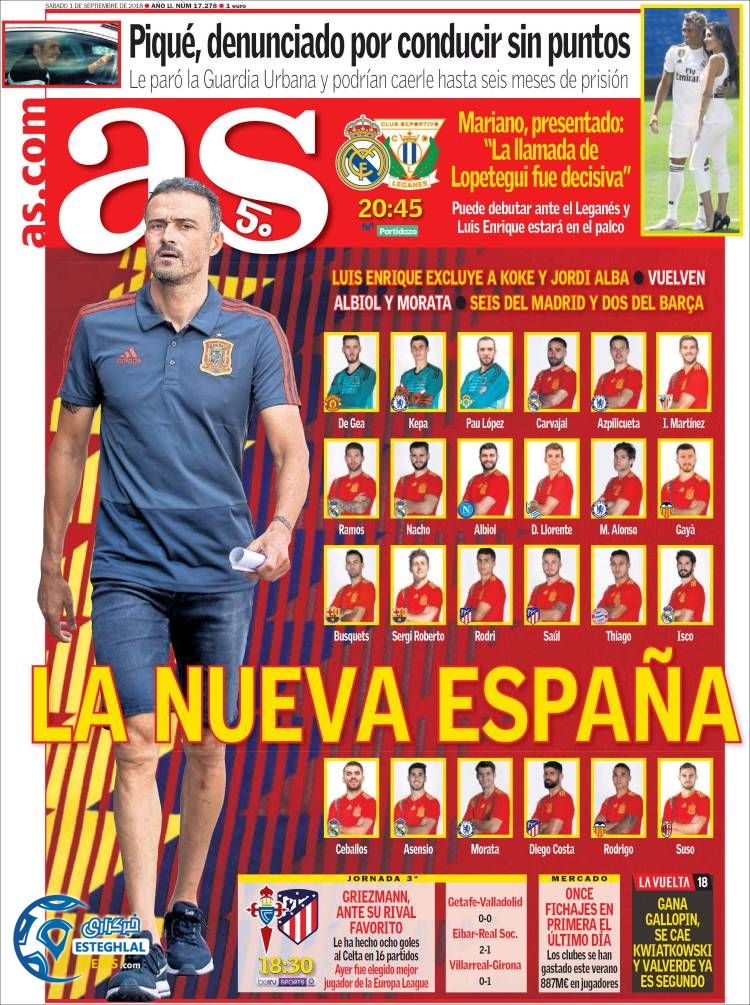 روزنامه ورزشی آ اس شنبه 10 شهریور 1397