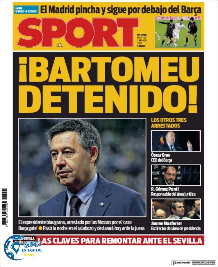 روزنامه ورزشی اسپورت سه شنبه 12 اسفند 1399