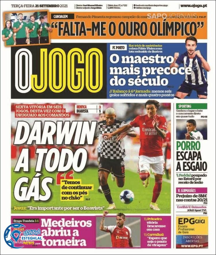 روزنامه ورزشی اوجوگو سه شنبه 30 شهریور 1400
