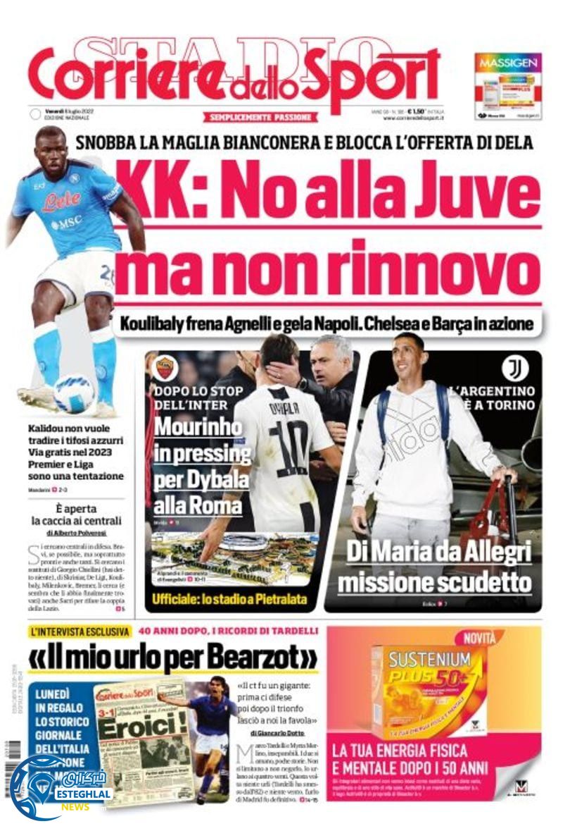 روزنامه ورزشی کوریره دلو اسپورت جمعه 17 تیر 1401