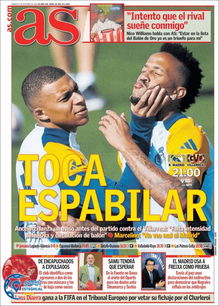 روزنامه  ورزشی آ اس شنبه 14 مهر 1403 