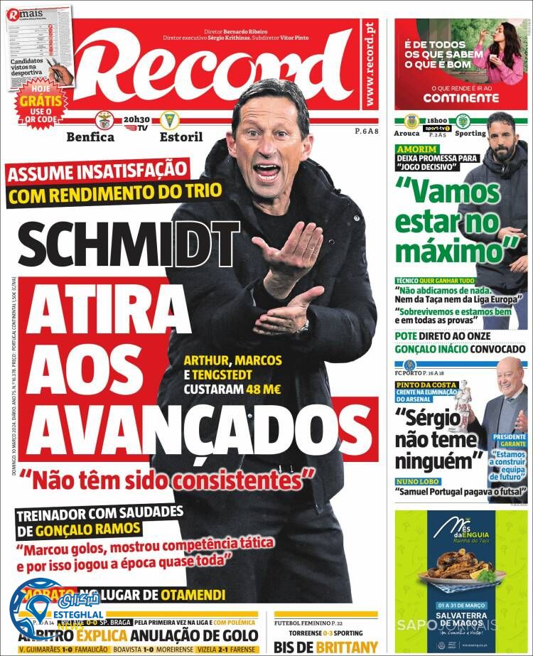 روزنامه ورزشی رکورد یکشنبه 20 اسفند 1402 