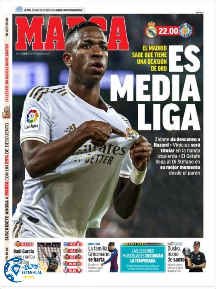 روزنامه ورزشی مارکا پنجشنبه 12 تیر 1399