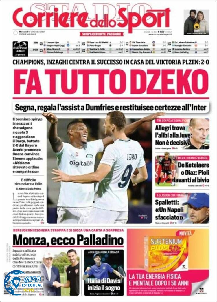 روزنامه ورزشی کوریره دلو اسپورت چهارشنبه 23 شهریور 1401