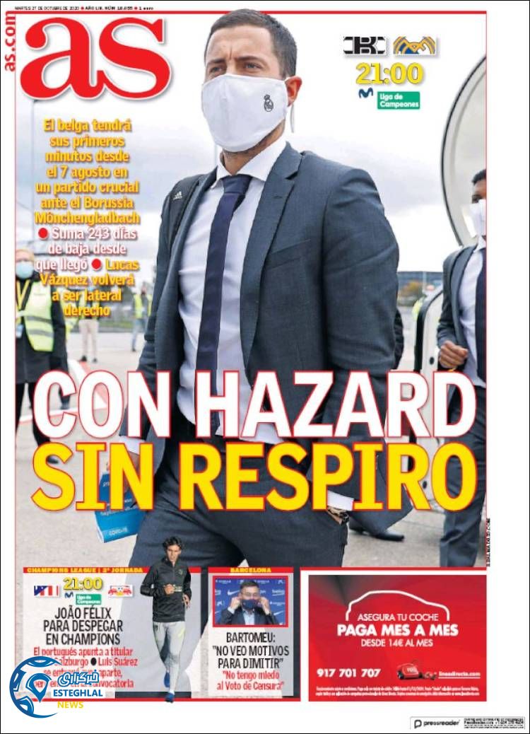 روزنامه ورزشی آاس سه شنبه 6 آبان 1399