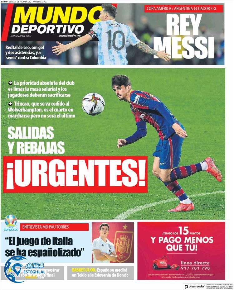 روزنامه ورزشی موندو دپورتیوو دوشنبه 14 تیر 1400