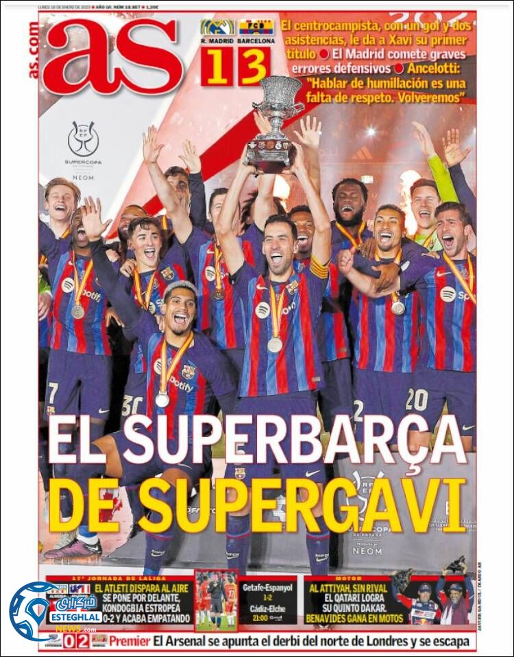 روزنامه ورزشی آ اس دوشنبه 26 دی 1401 