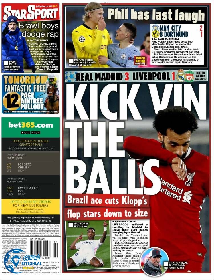 روزنامه ورزشی استار اسپورت چهارشنبه 18 فروردین 1400