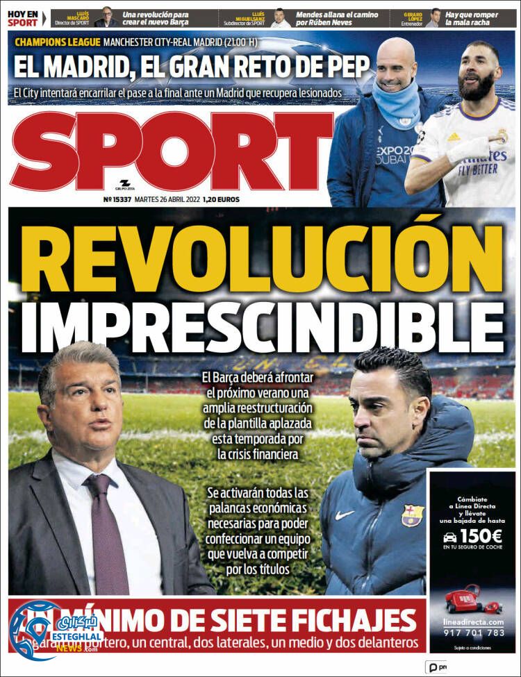 روزنامه ورزشی اسپورت سه شنبه 6 اردیبهشت 1401