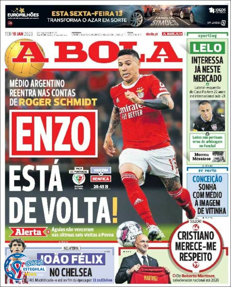 روزنامه ورزشی آبولا سه شنبه 20 دی 1401 