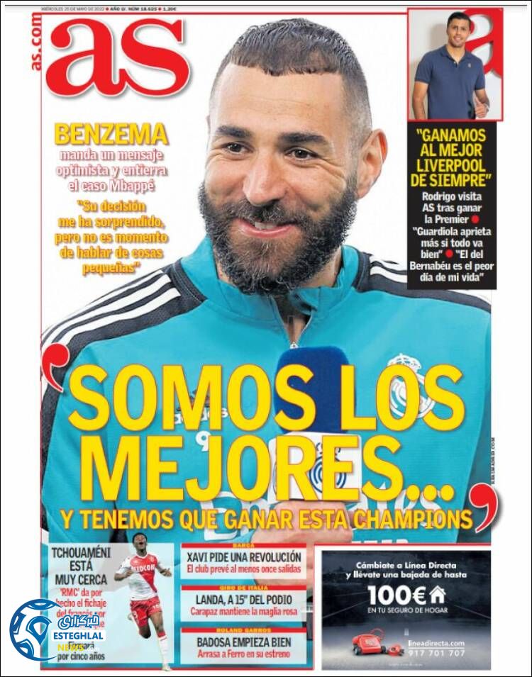 روزنامه ورزشی آ اس چهارشنبه 4 خرداد 1401