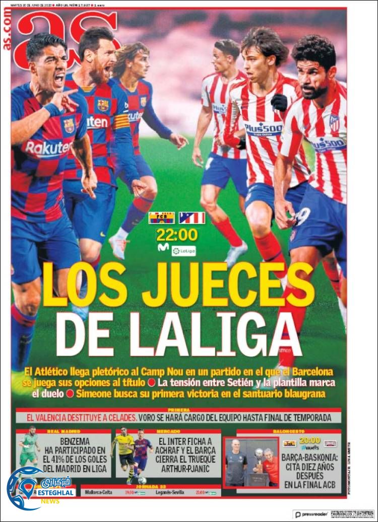 روزنامه ورزشی آاس سه شنبه 10 تیر 1399