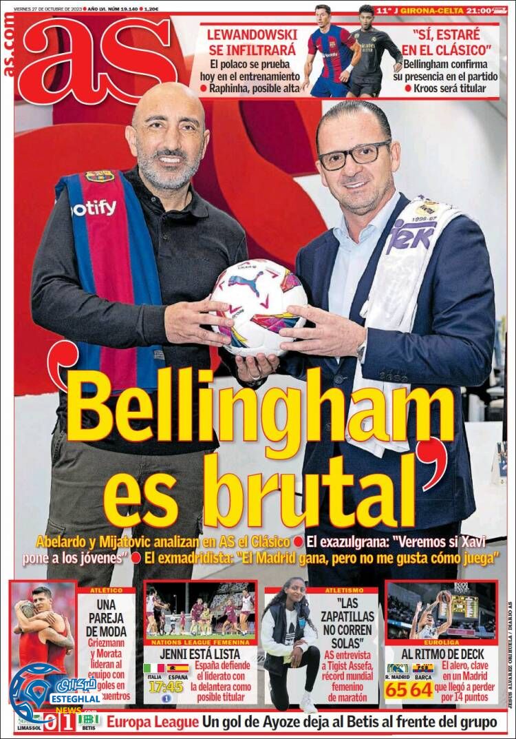 روزنامه ورزشی آ اس جمعه 5 آبان 1402 