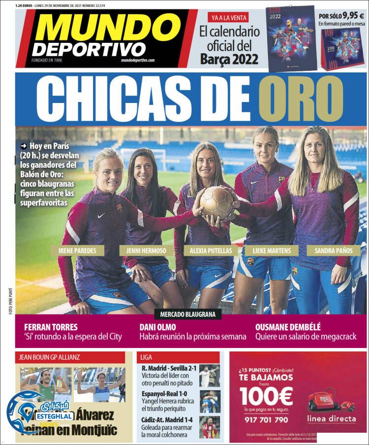 روزنامه ورزشی موندو دپورتیوو دوشنبه 8 آذر 1400