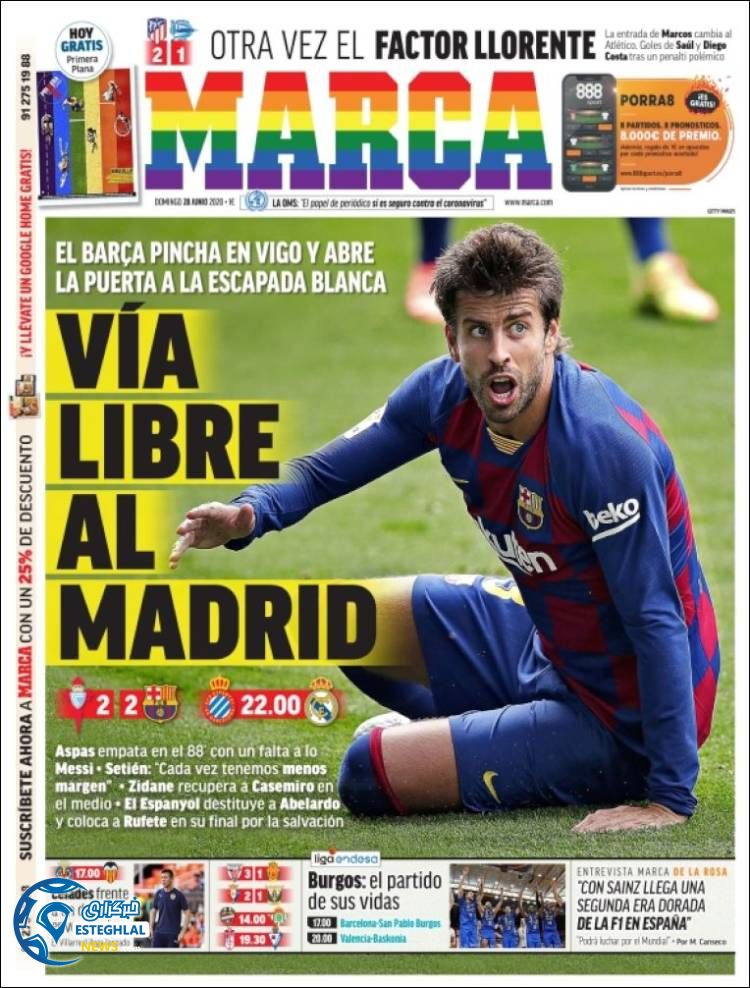 روزنامه ورزشی مارکا یکشنبه 8 تیر 1399