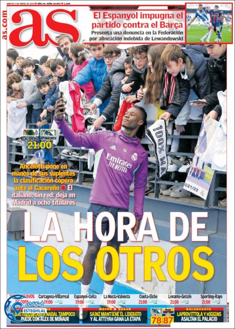 روزنامه ورزشی آ اس سه شنبه 13 دی 1401 