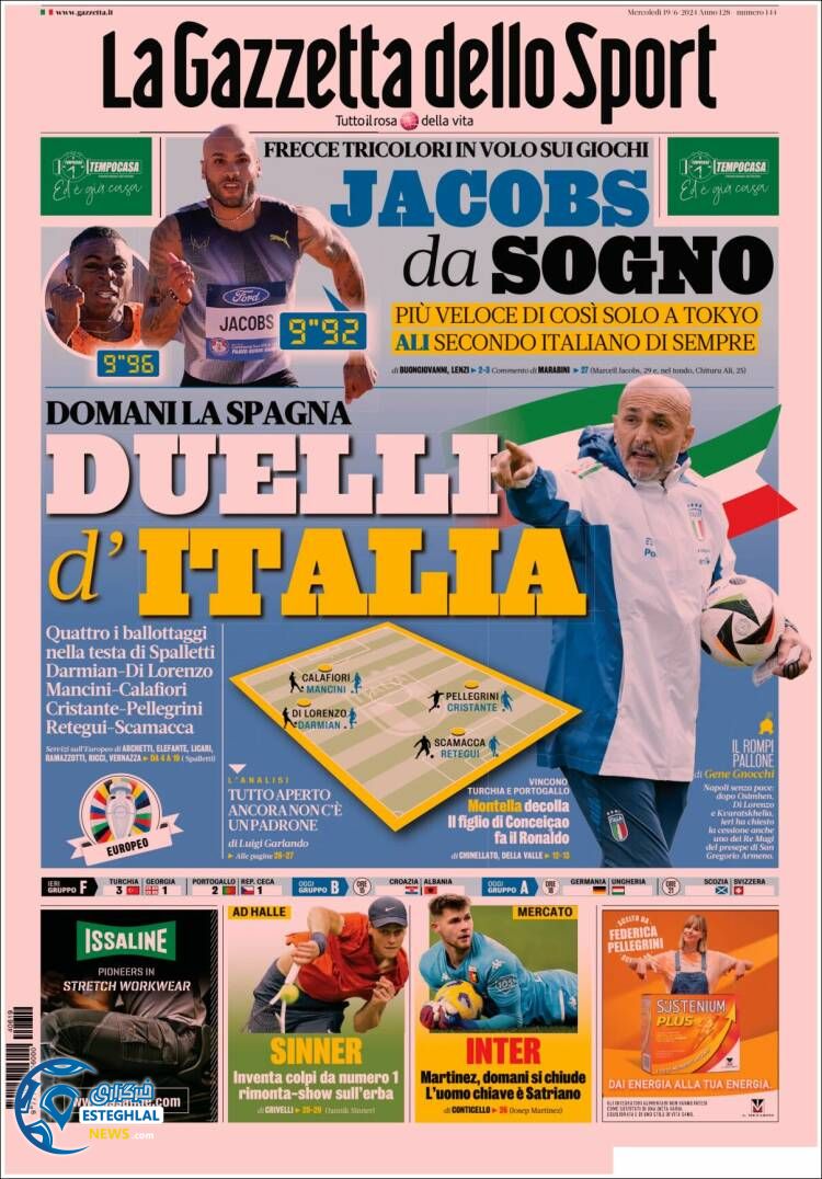 روزنامه ورزشی گاتزتا دلو اسپورت چهارشنبه 30 خرداد 1403 