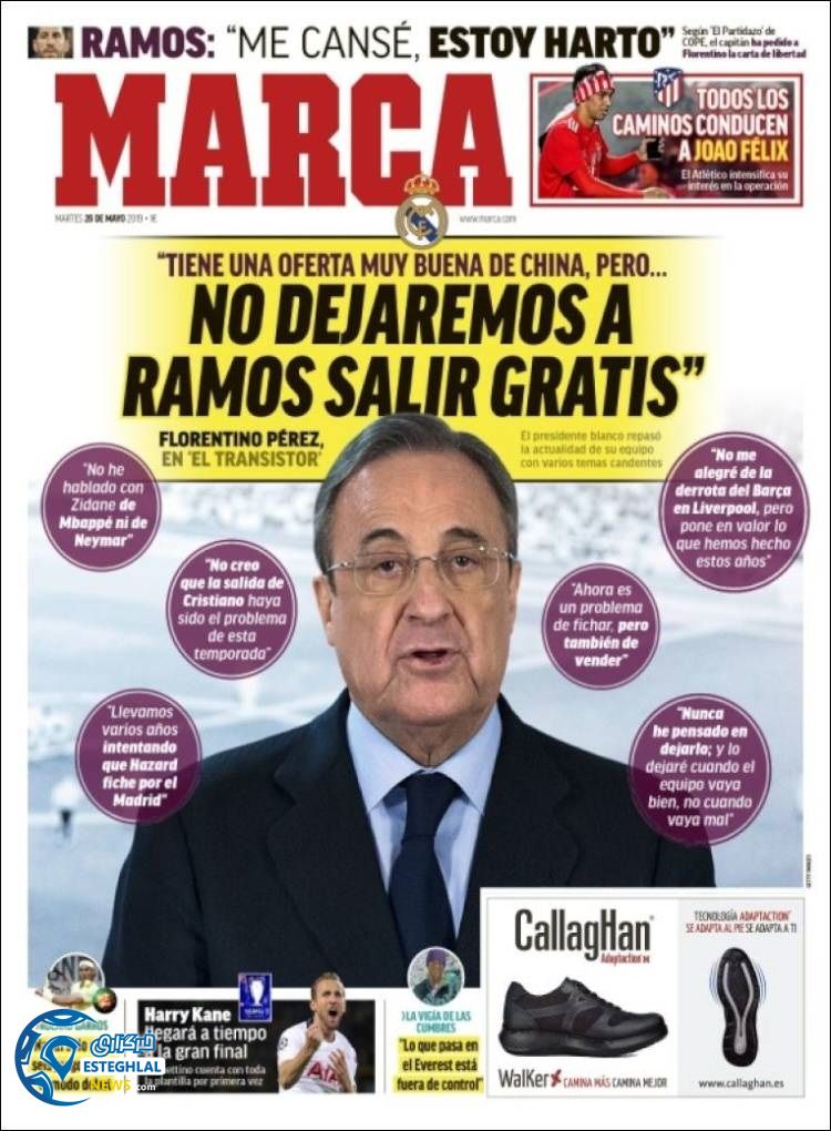 روزنامه ورزشی مارکا سه شنبه 7 خرداد 1398