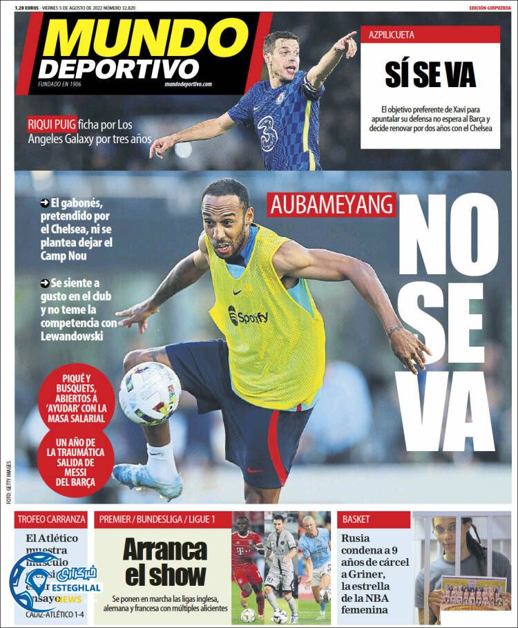 روزنامه ورزشی موندودپورتیوو جمعه 14 مرداد 1401 