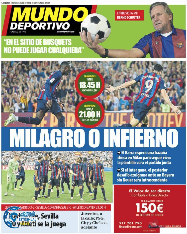 روزنامه  ورزشی موندو دپورتیوو چهارشنبه 4 آبان 1401 