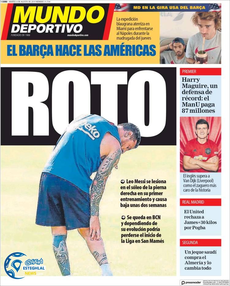 روزنامه ورزشی موندو دپورتیوو سه شنبه 15 مرداد 1398