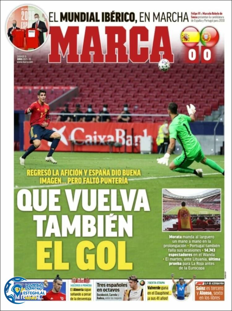 روزنامه ورزشی مارکا شنبه 15 خرداد 1400