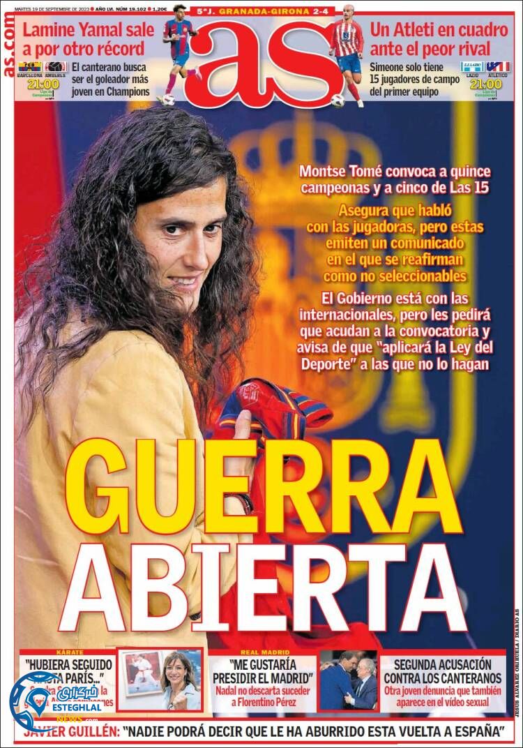 روزنامه ورزشی آ اس سه شنبه 28 شهریور 1402 