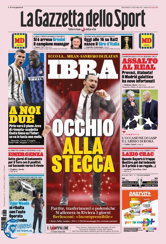 روزنامه ورزشی گاتزتا دلو اسپورت چهارشنبه 6 اسفند 1399