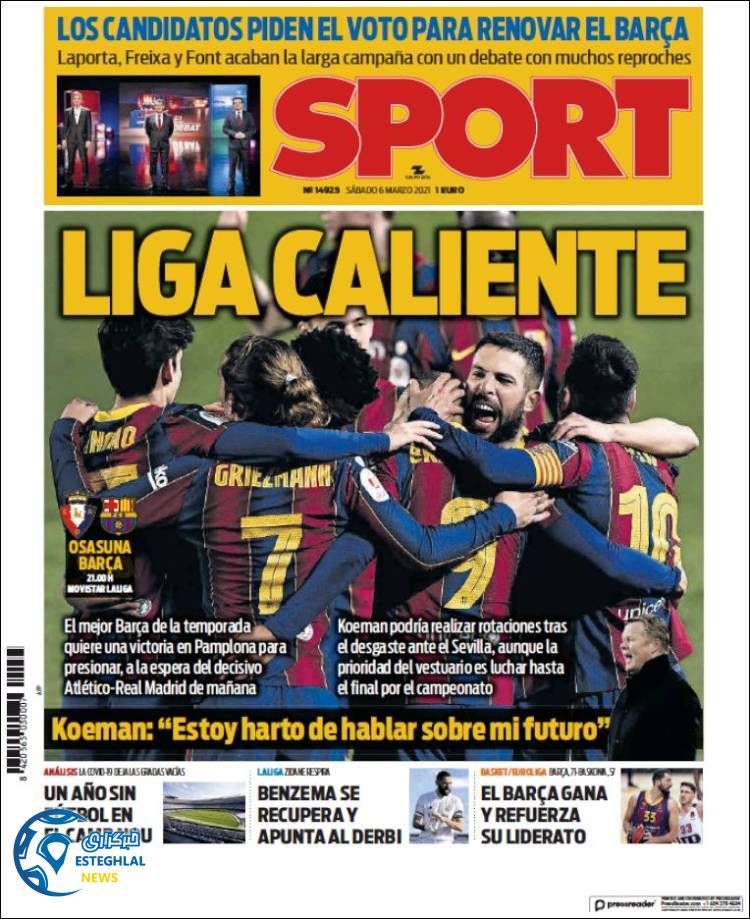 روزنامه ورزشی اسپورت شنبه 16 اسفند 1399