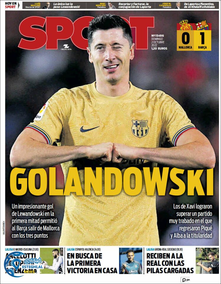 روزنامه ورزشی اسپورت یکشنبه 10 مهر 1401 