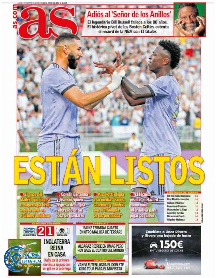 روزنامه ورزشی آ اس دوشنبه 10 مرداد 1401 