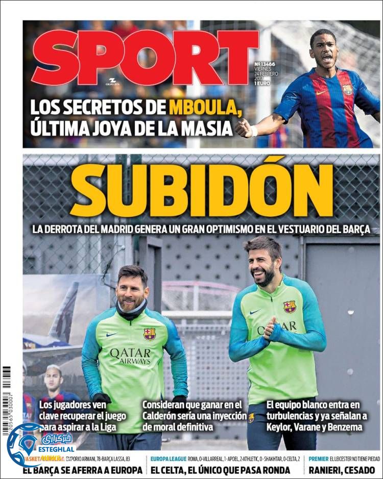 روزنامه های ورزشی جهان 6 اسفنتد