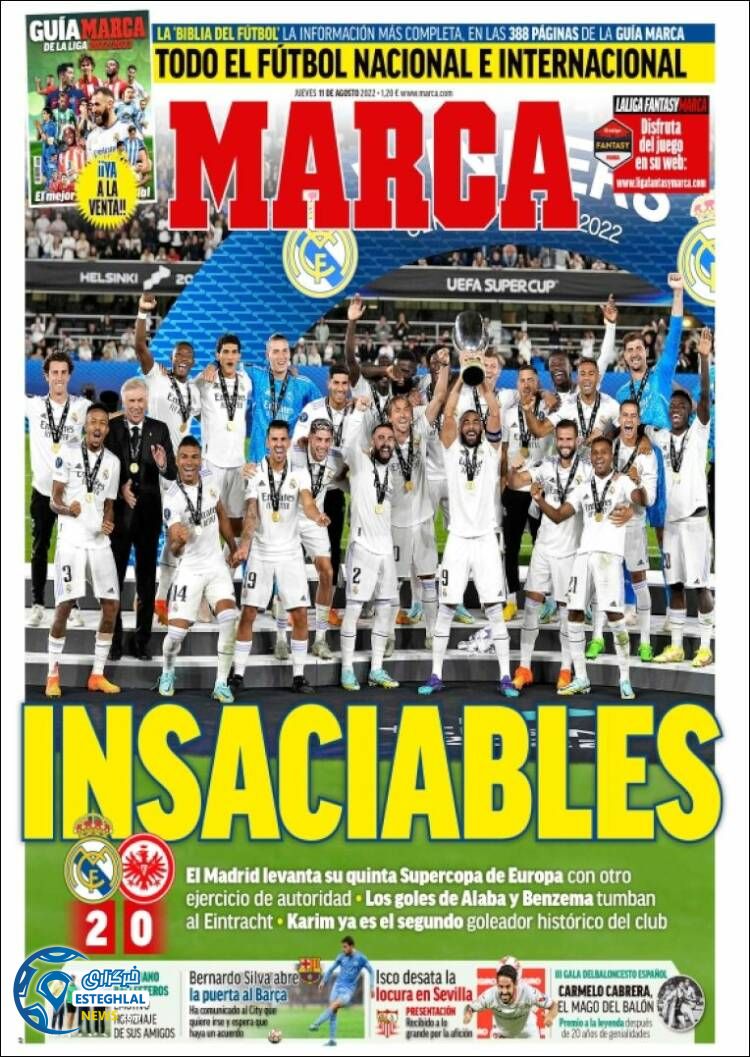 روزنامه مارکا پنجشنبه 20 مرداد 1401   