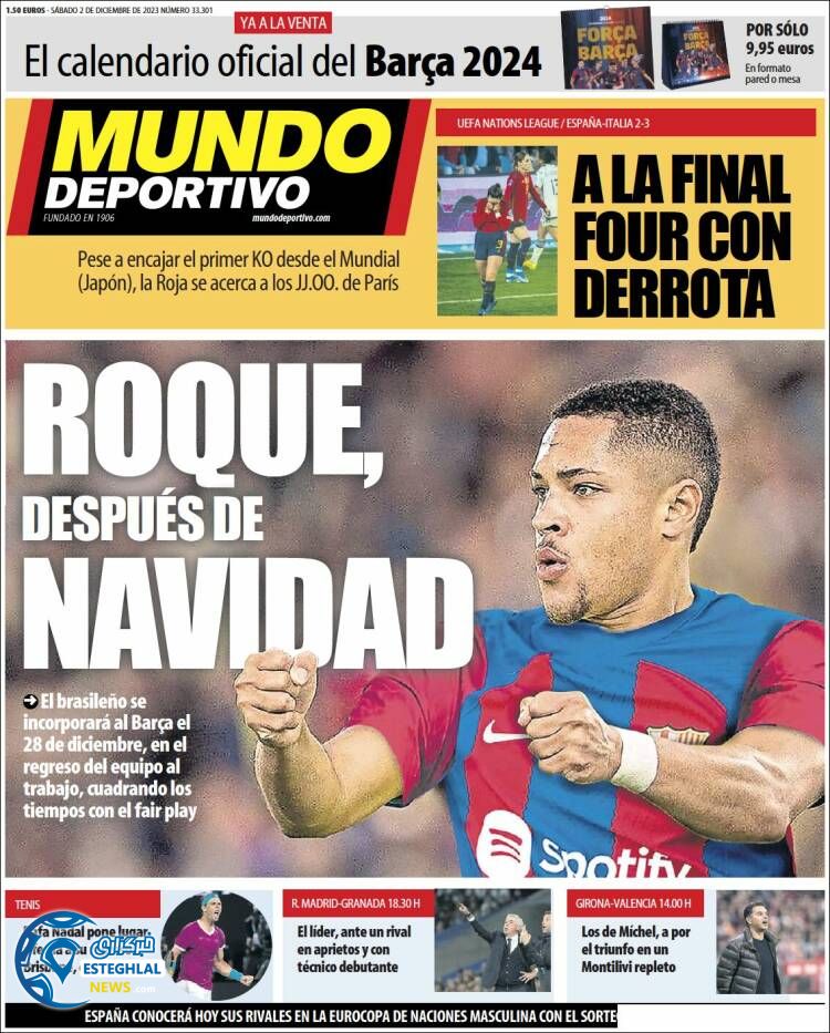 روزنامه ورزشی موندو دپورتیوو شنبه 11 آذر 1402 