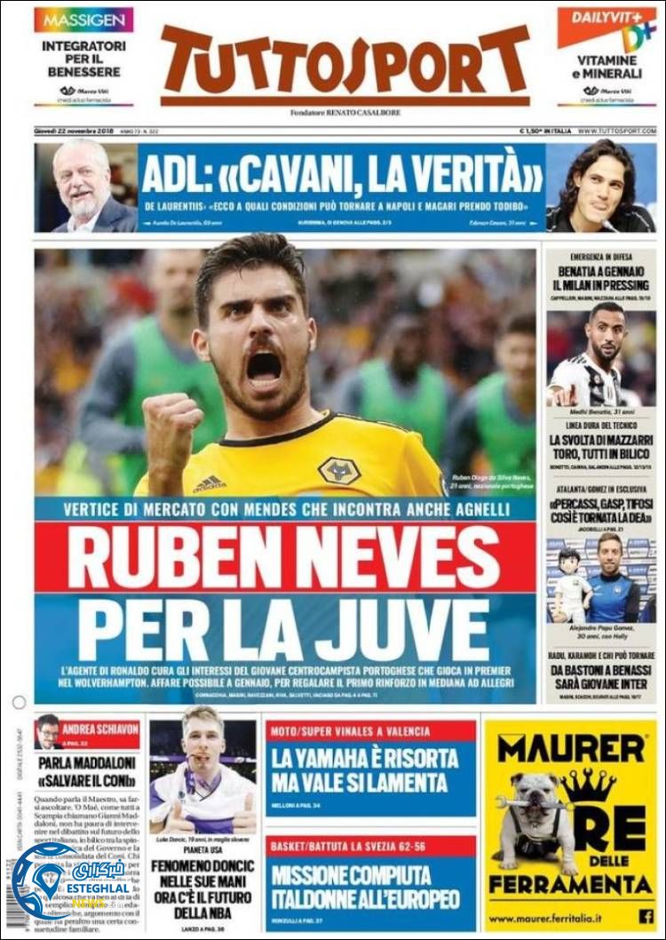 روزنامه ورزشی توتو اسپورت پنجشنبه 1 آذر 1397