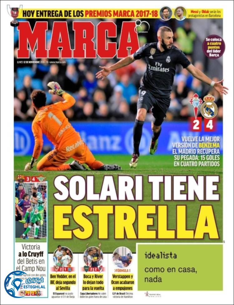 روزنامه ورزشی مارکا دوشنبه 21 آبان 1397