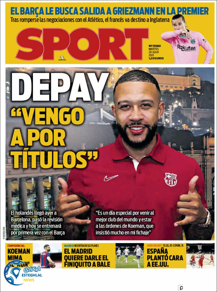 روزنامه ورزشی اسپورت سه شنبه 29 تیر 1400