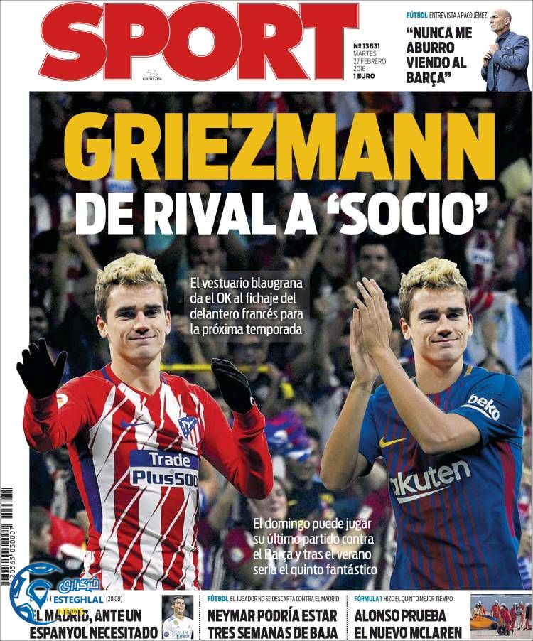 روزنامه ورزشی اسپورت سه شنبه 8 اسفند 1396