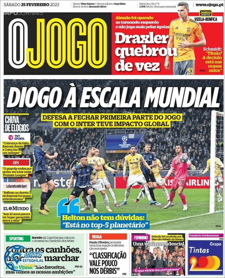 روزنامه ورزشی اوجوگو شنبه 6 اسفند 1401 