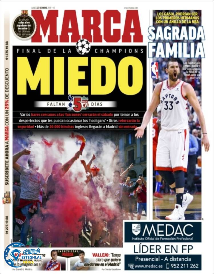 روزنامه ورزشی مارکا دوشنبه 6 خرداد 1398