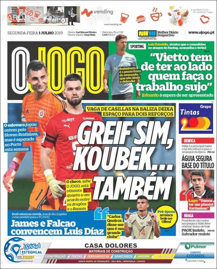 روزنامه ورزشی جوگو دوشنبه 10 تیر 1398