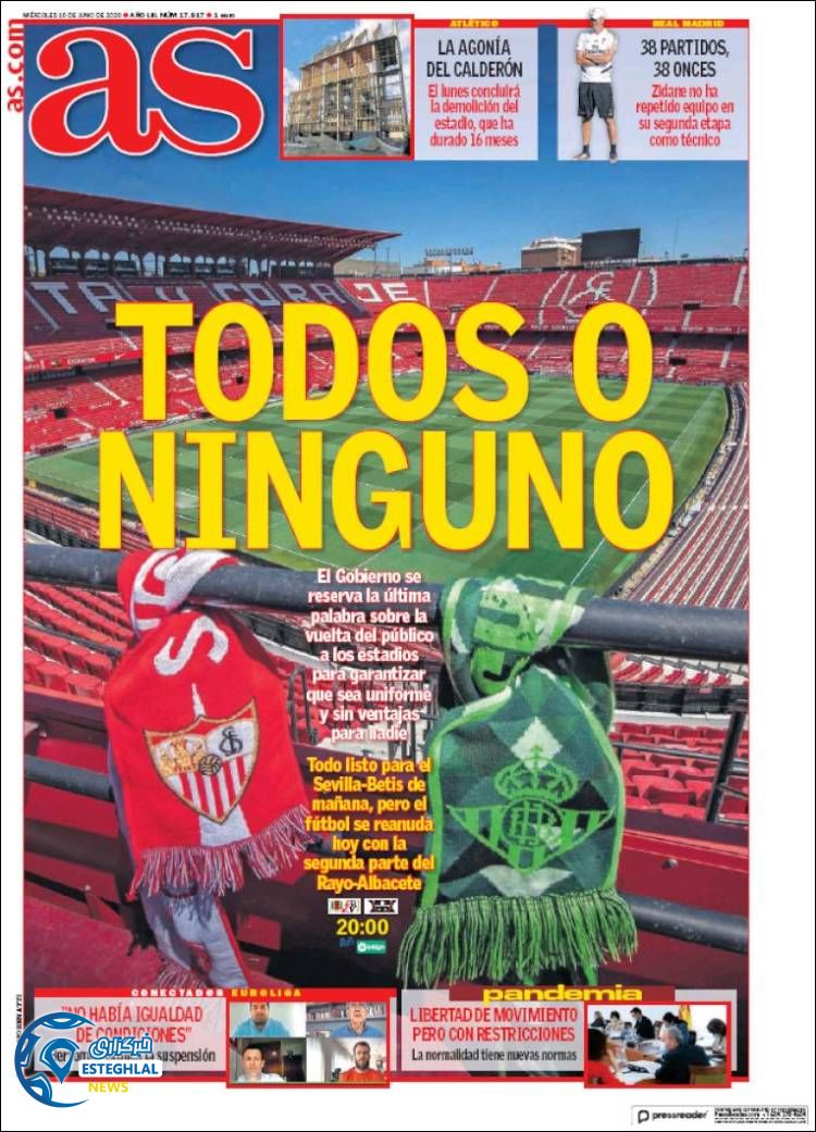 روزنامه ورزشی آاس چهارشنبه 21 خرداد 1399