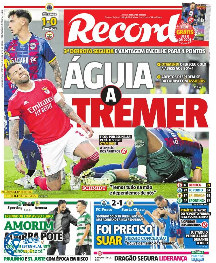 روزنامه ورزشی رکورد یکشنبه 27 فروردین 1402 